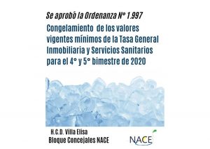 Se aprobó el congelamiento de la tasa unificada el 4to y 5to bimestre en Villa Elisa