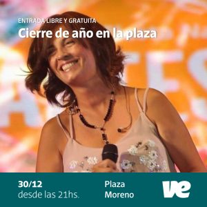 Cierre de año en la plaza con la actuación de la “Pitu” Otero