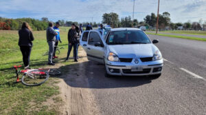 Un ciclista resultó con lesiones leves en un accidente ocurrido sobre ruta 135