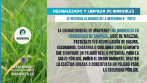 PRONUNCIAMIENTO: DESMALEZADO Y LIMPIEZA DE INMUEBLES