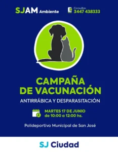 Continuará la Campaña pública de Vacunación Antirrábica y Desparasitación impulsada por la Municipalidad de San José