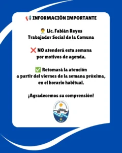 Arroyo Barú: Aviso sobre la atención del trabajador social