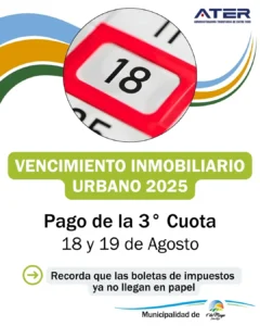 Municipalidad 1º De Mayo: Impuesto Inmobiliario Urbano – 3° Cuota