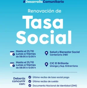 La Municipalidad de San José informa que ya se encuentra habilitado el período de renovación de la Tasa Social para las personas que actualmente cuentan con este beneficio