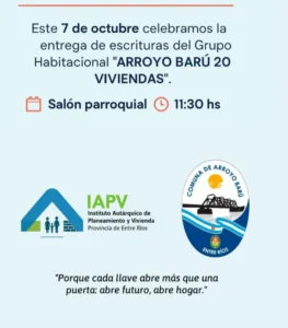 ACTO DE ENTREGA DE ESCRITURAS DEL GRUPO HABITACIONAL «ARROYO BARÚ  20 VIVIENDAS»