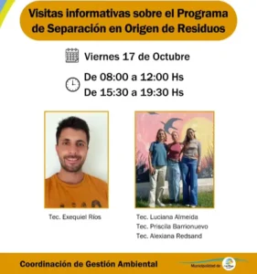 Continúan las visitas informativas sobre el Programa de Separación en Origen de Residuos Sólidos Urbanos en 1° de Mayo