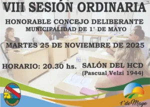 El Honorable Concejo Deliberante de la Municipalidad de 1º de Mayo llevó a cabo la VIII Sesión Ordinaria