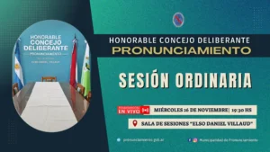Nueva Sesión Ordinaria del Honorable Concejo Deliberante de Pronunciamiento