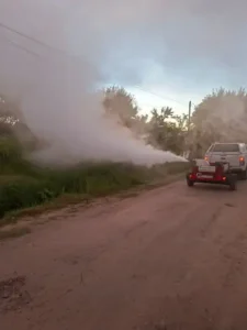 San José: Fumigación urbana: continúan los trabajos con sistema de termoniebla