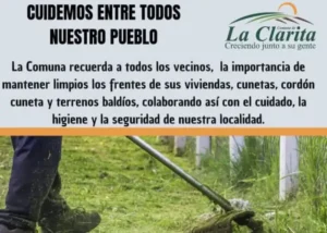 La Comuna de La Clarita recuerda la importancia de mantener limpios frentes y terrenos