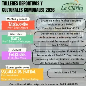 La Comuna relanza los Talleres Deportivos y Culturales 2026 en La Clarita