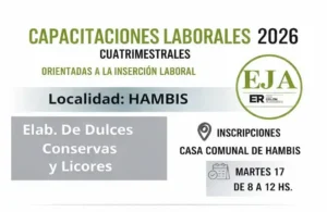 Abren inscripciones en COLONIA HAMBIS a capacitación laboral en elaboración de dulces, conservas y licores
