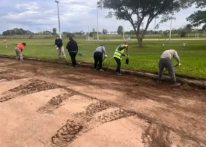 San José: Comenzaron los trabajos de reacondicionamiento en la pista de atletismo del Polideportivo Municipal
