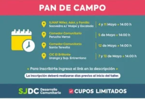 San José: Nuevo Taller de Elaboración Artesanal de Pan de Campo, inscripciones abiertas