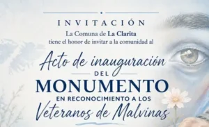 La Comuna de La Clarita invita al acto de inauguración de un monumento en homenaje a los Veteranos de Malvinas