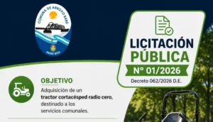 La Comuna de Arroyo Barú llama a Licitación Pública para la adquisición de un tractor cortacésped