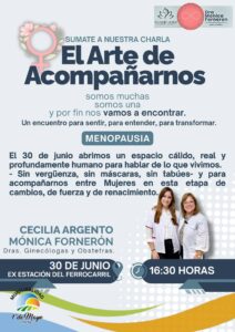 Charla sobre menopausia en 1° de Mayo este 30 de junio