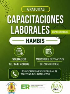 Dictarán un curso gratuito de soldador en Colonia Hambis