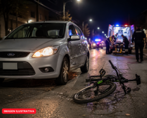 Choque entre auto y bicicleta dejó una persona herida