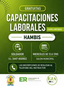 Comienza la capacitación laboral gratuita en Colonia Hambis