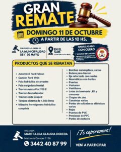 1° de Mayo realizará un remate de bienes en desuso