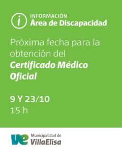 Certificado Médico Oficial: próximas fechas de atención en Villa Elisa